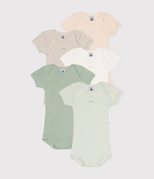 Confezione da 5 body a maniche corte in cotone per neonati multicolore