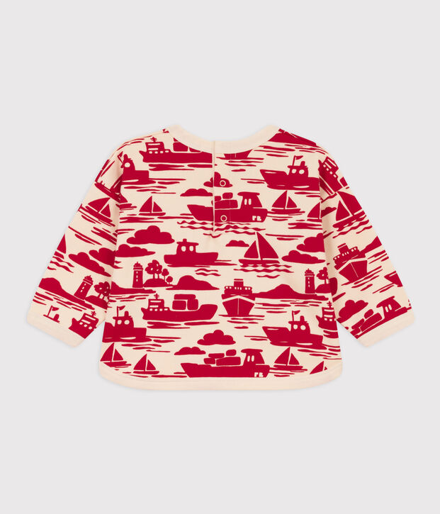 Felpa unisex ecru/rosso