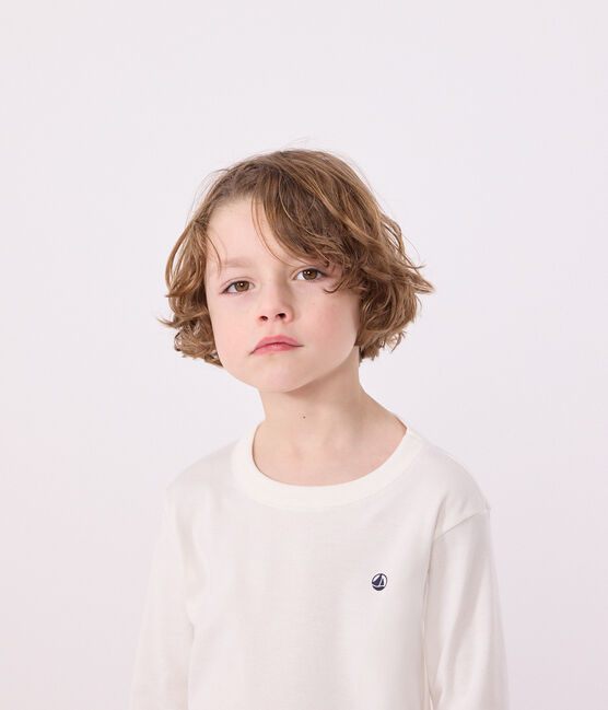 T-shirt a maniche lunghe a costine bambina/bambino bianco MARSHMALLOW