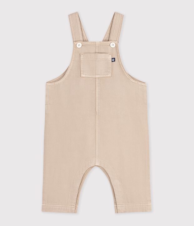 Salopette lunga in serge tinta unita neonato beige