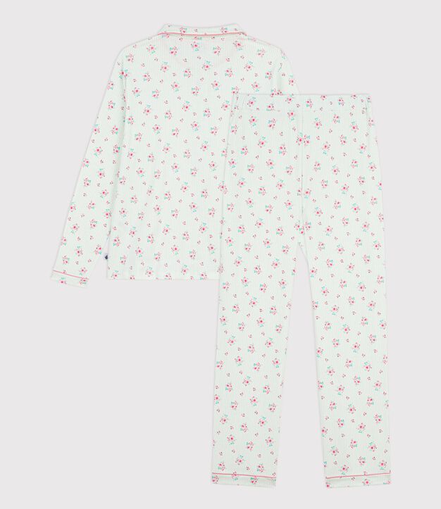 Pigiama in cotone con stampa e bottoni donna bianco/multicolore