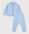 Set per neonato composto da felpa e pantaloni in cotone tinta unita blu FLO