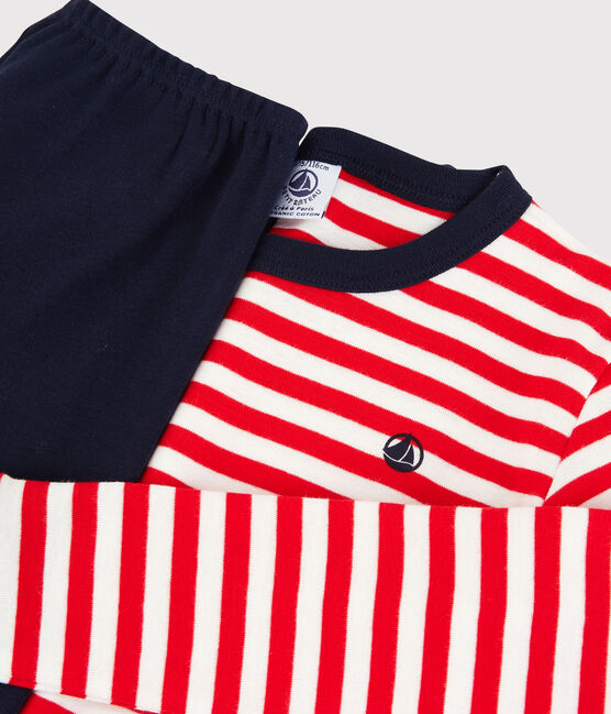 Pigiama snugfit a righe rosse bambino in cotone biologico rosso PEPS/bianco MULTICO