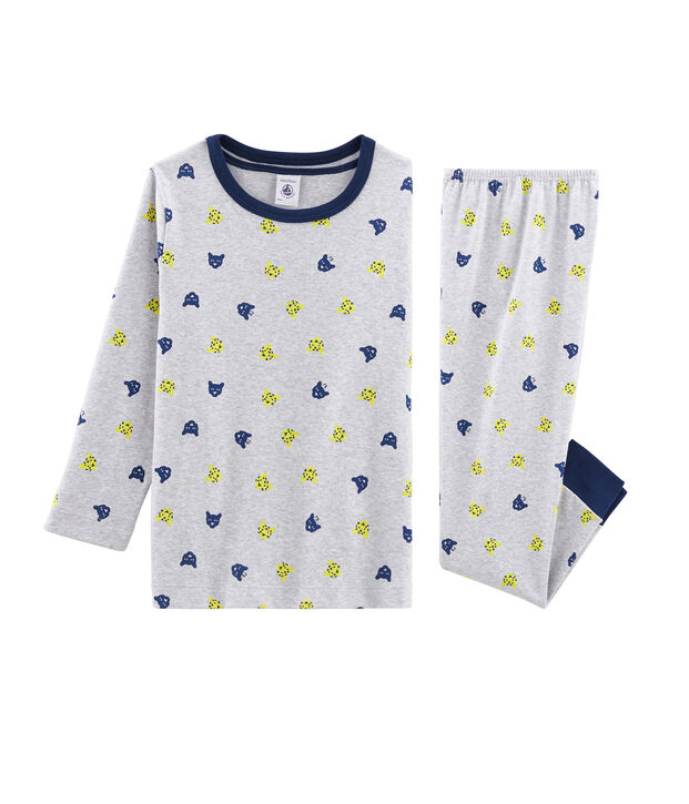 Pigiama bambino a costine grigio/multicolore