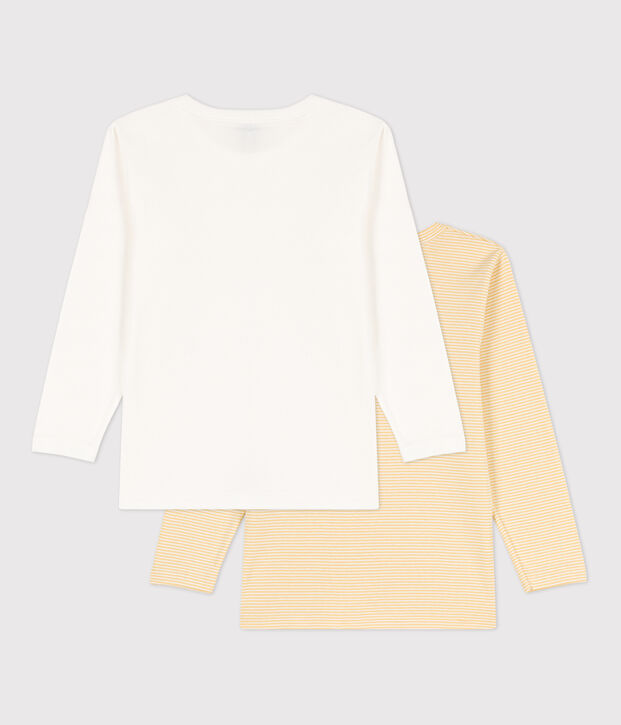 Confezione da 2 t-shirt bianche a maniche lunghe in cotone bambino multicolore