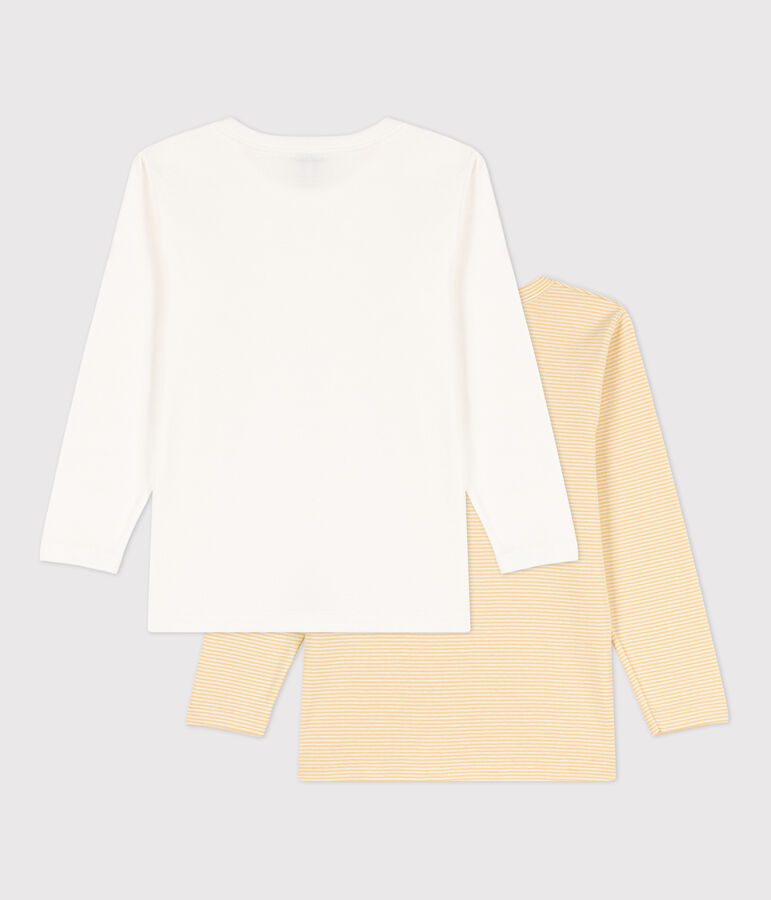 Confezione da 2 t-shirt bianche a maniche lunghe in cotone bambino multicolore