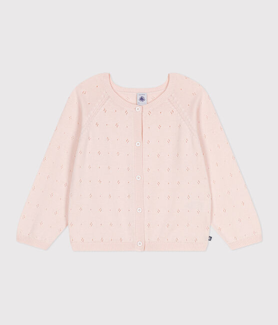 Cardigan in cotone a punto fantasia bambina rosa FLEUR