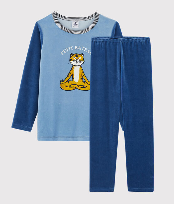 Pigiama in ciniglia bambino blu ALASKA/blu MAJOR