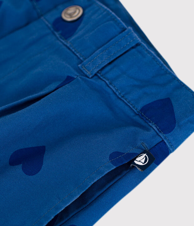 Shorts in cotone a cuori bambina blu/blu