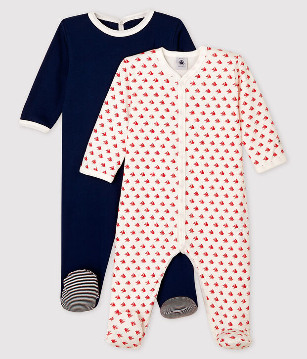 Set di 2 tutine pigiama neonato a costine multicolore