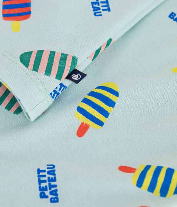 T-shirt a maniche corte in cotone stampato bambino blu/multicolore