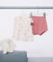 Completo nascita due pezzi in cotone con blusa a volant rosa FLEUR/bianco MULTICO