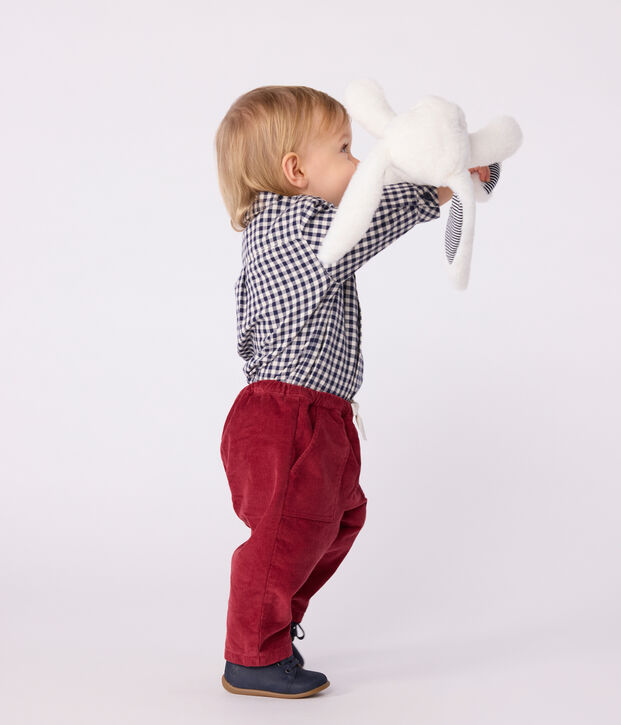 Pantaloni in velluto tinta unita neonato rosso