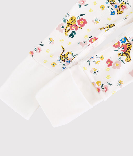 Tutina pigiama con piedi staccabili bebè fosforescente in cotone bianco MARSHMALLOW/bianco MULTICO