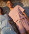 Pigiama short e t-shirt in cotone rigato donna FAMEUX/ MARSHMALLOW
