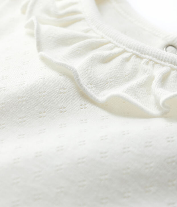 Blusa traforata manica corta in cotone beb&egrave; femmina bianco