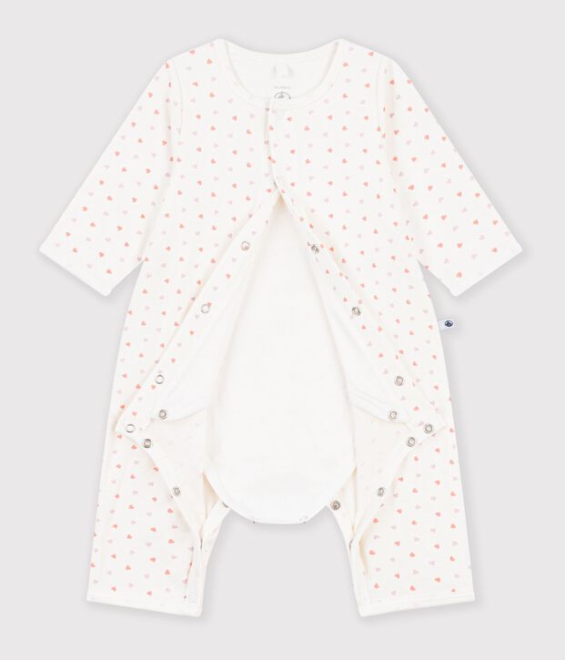 Bodyjama senza piedini in cotone con stampa a fiori neonata bianco/multicolore