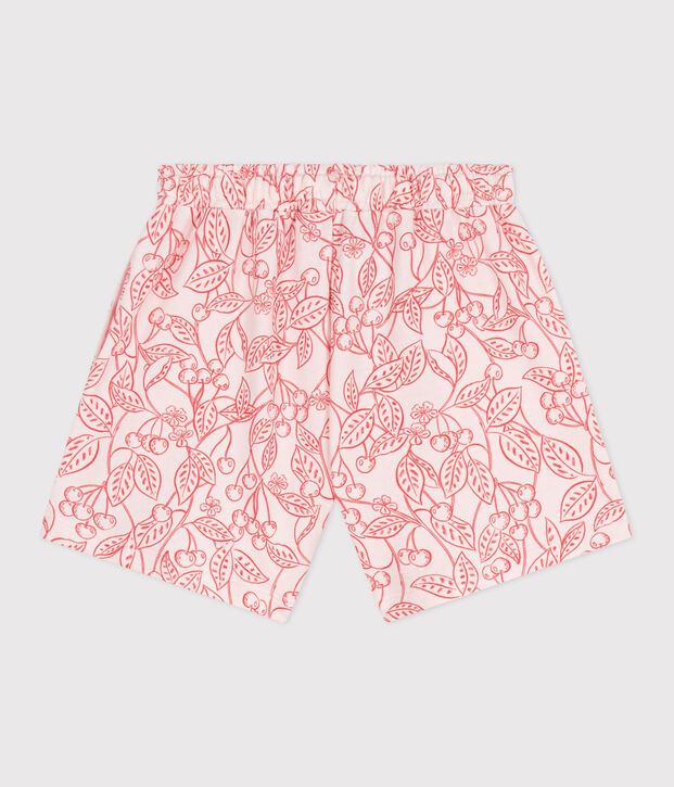 Shorts in cotone con stampa bambina rosa/rosso