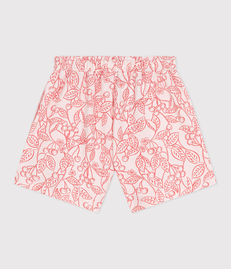 Shorts in cotone con stampa bambina rosa/rosso