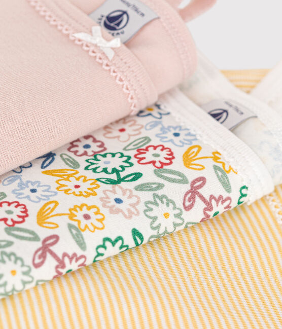 Set di 3 canottiere con spalline sottili in cotone a fiori bambino variante 1
