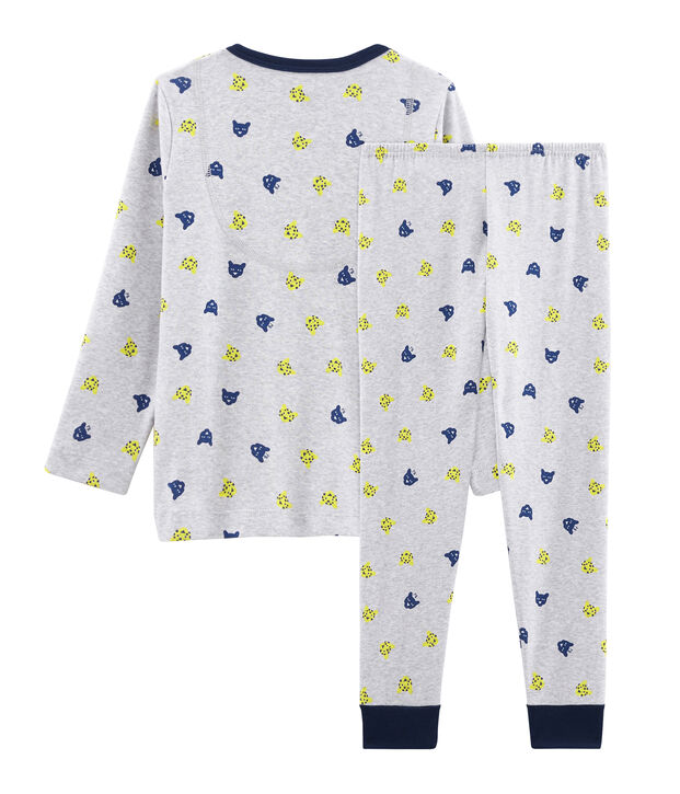 Pigiama bambino a costine grigio/multicolore