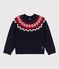 Pullover jaquard in lana e cotone bambino blu SMOKING/bianco MULTICO