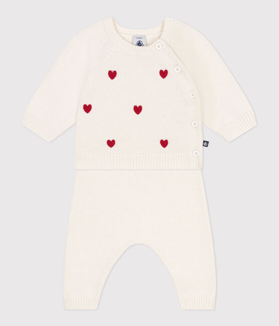 Set 2 pezzi in maglia con cuori ricamati neonato rosso MARSHMALLOW/ POMPEI