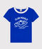 T-shirt bambino in cotone bambino stampato blu PERSE/bianco MARSHMALLOW