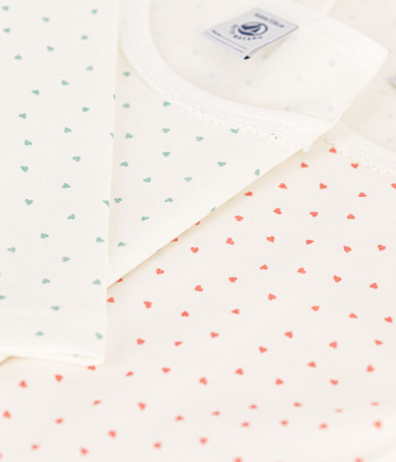 Confezione da 2 t-shirt bambina maniche lunghe in cotone motivo cuore variante 1