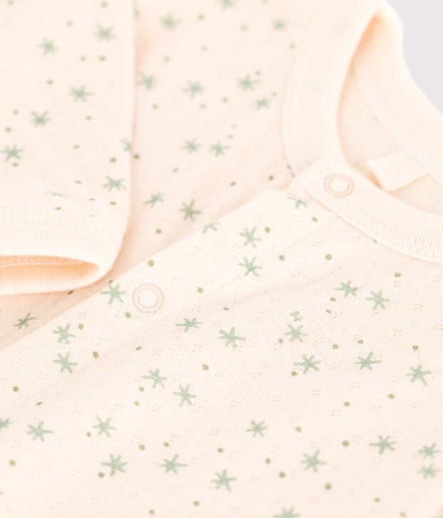 Tutina neonato in cotone con stampa a stelline ecru/multicolore