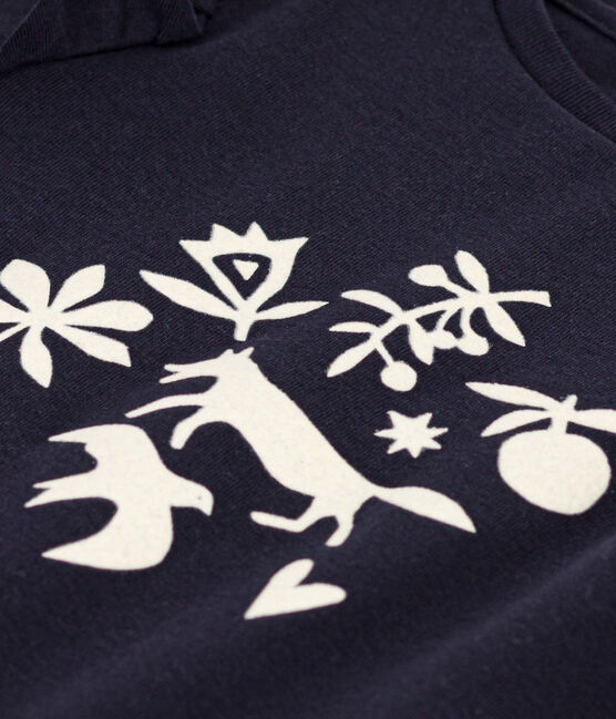 T-shirt maniche lunghe in cotone bambina blu SMOKING