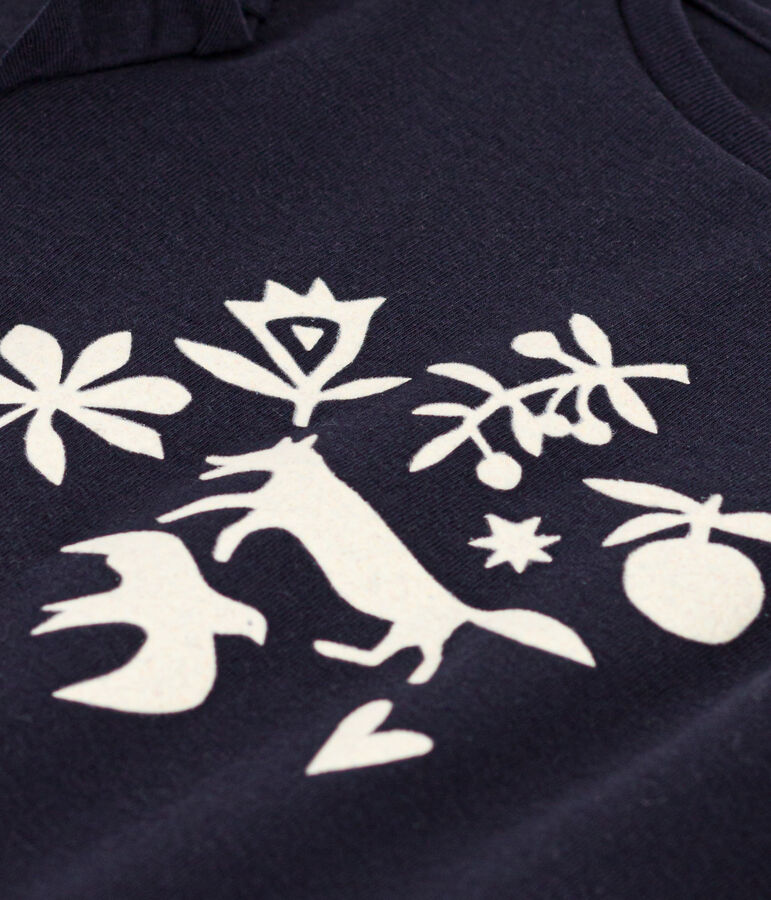 T-shirt maniche lunghe in cotone bambina blu