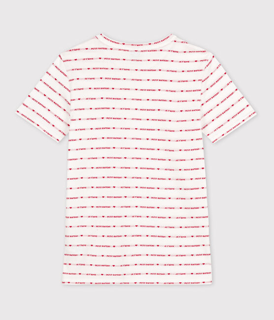 T-shirt L'ICONIQUE girocollo in cotone Donna bianco MARSHMALLOW/rosso TERKUIT