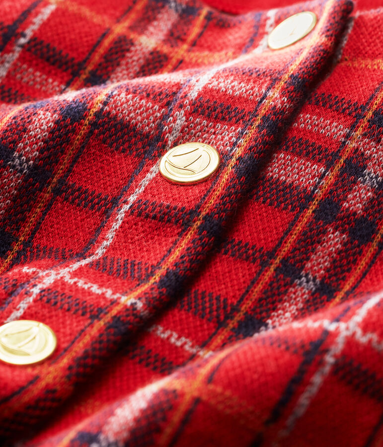 Cardigan a scacchi beb&egrave; femmina rosso/multicolore