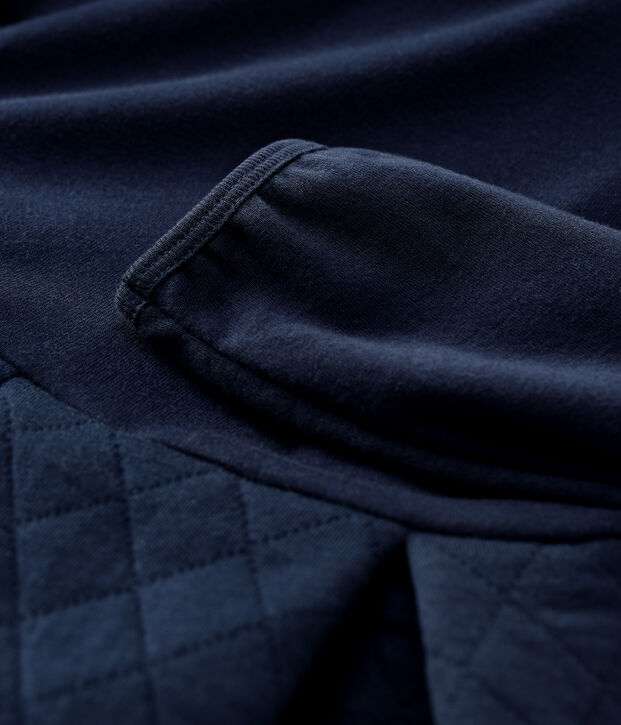 Abito bambina a maniche lunghe in cotone e tubique blu