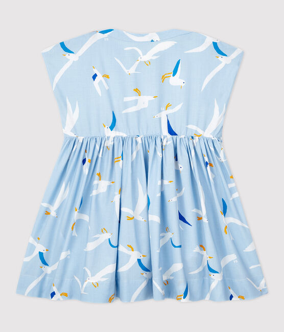 Abito a manica corta in popeline bebè femmina blu JASMIN/bianco MULTICO