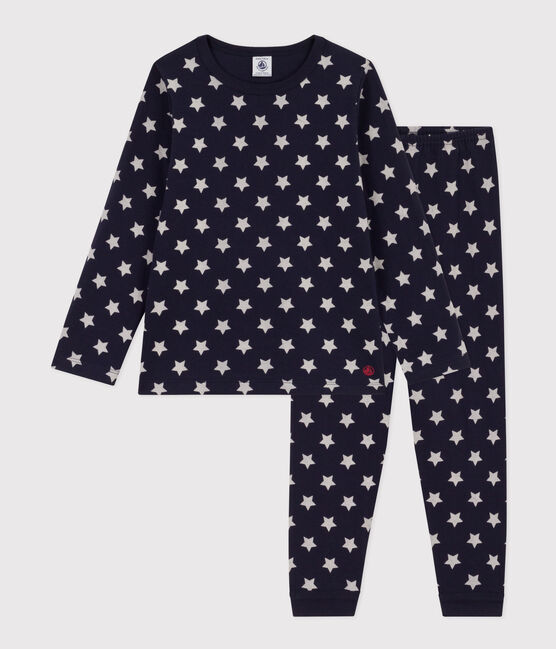 Pigiama bambino unisex in tubique a stelle blu SMOKING/bianco MARSHMALLOW