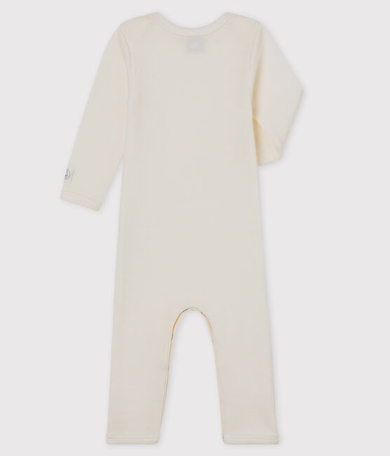 Body a maniche lunghe bebè in lana e cotone bianco MARSHMALLOW