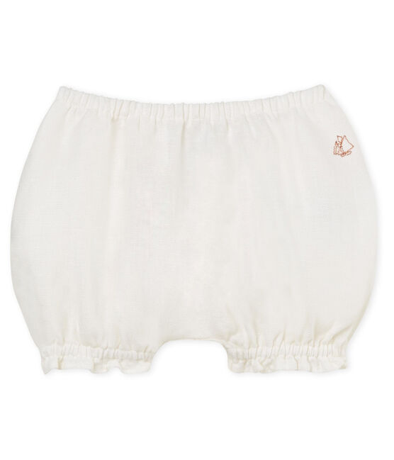 Culotte bloomer bebè bambina in lino bianco MARSHMALLOW