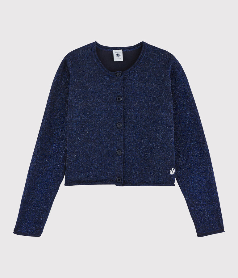 Cardigan in cotone bambina blu SMOKING BRILLANT