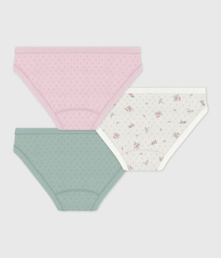 Set di slip in cotone traforato con stampa a fiori bambina multicolore