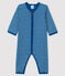Tutina blu senza piedi bebè femmina in tubique blu MAJOR/bianco ECUME