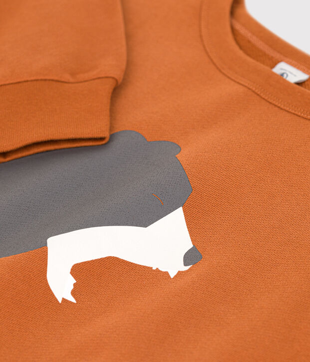 Felpa stampata in molleton bambina / bambino marrone