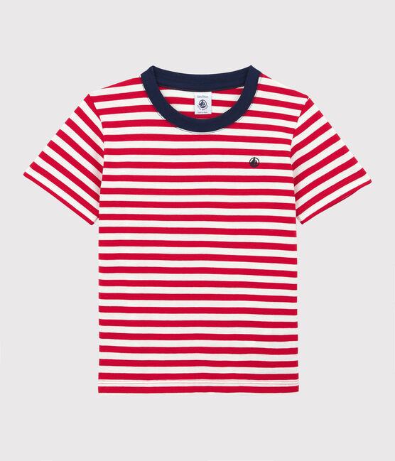 T-shirt a maniche corte in cotone bambino rosso PEPS/bianco MARSHMALLOW