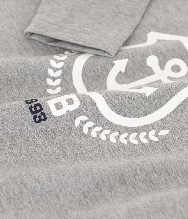 T-shirt bambino a maniche lunghe in cotone grigio