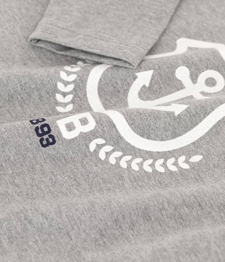 T-shirt bambino a maniche lunghe in cotone grigio
