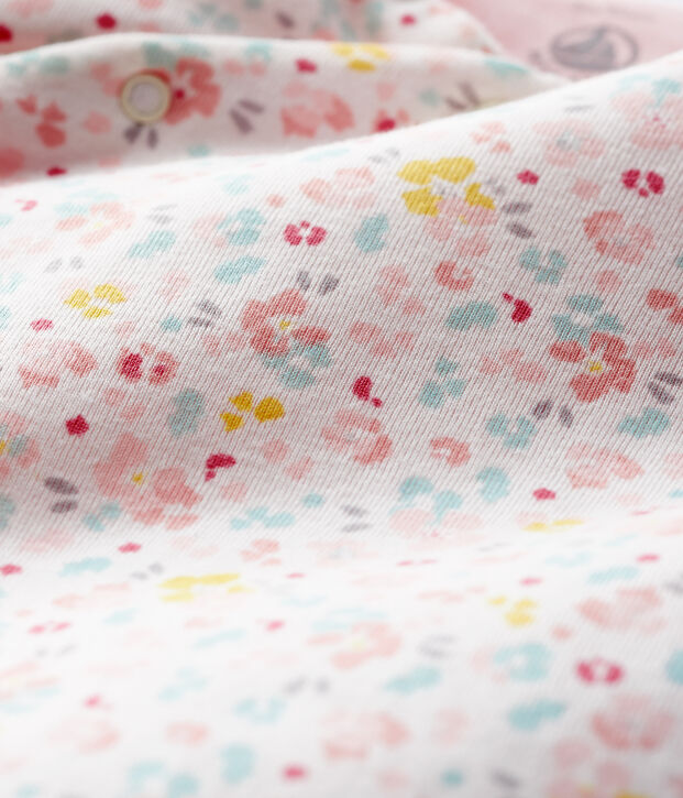 Tutina lunga a coste bimba bianco/multicolore