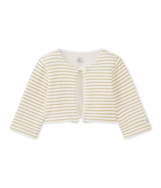 Cardigan rigato per bebé femmina bianco MARSHMALLOW/giallo DORE