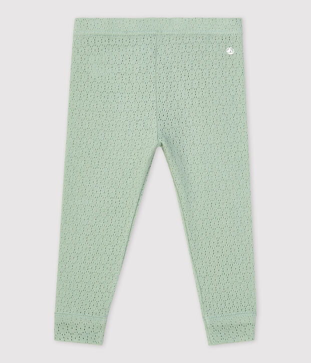 Leggings in maglia traforata per beb&egrave; verde