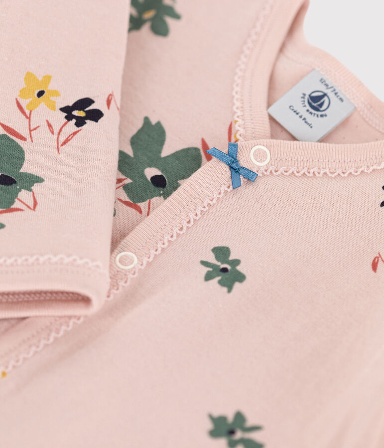 Tutina pigiama beb&egrave; in tubique a fiori rosa/multicolore